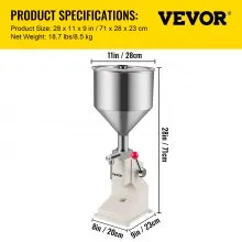 Máquina de llenado manual de líquidos VEVOR 5-110 ml, máquina de llenado manual, máquina de llenado de crema ajustable, máquina de llenado de botellas con una tolva de 11,5 L para llenar líquidos, perfumes, bebidas y cosméticos