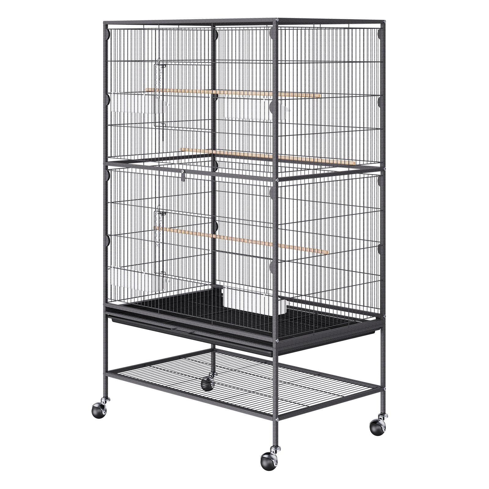 VEVOR Jaula para pájaros grande de 52 pulgadas, jaula para pájaros de acero al carbono para periquitos, cacatúas, loros, guacamayos con soporte rodante y bandeja