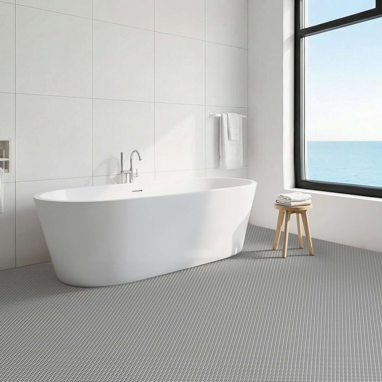 VEVOR Alfombra de Drenaje Antideslizante 90 x 300 cm, Alfombrilla Comercial de PVC, Felpudo Impermeable para Entrada de Casa, Compatible con Cocina Piscina Terraza Baño Ducha Restaurante, Color Gris