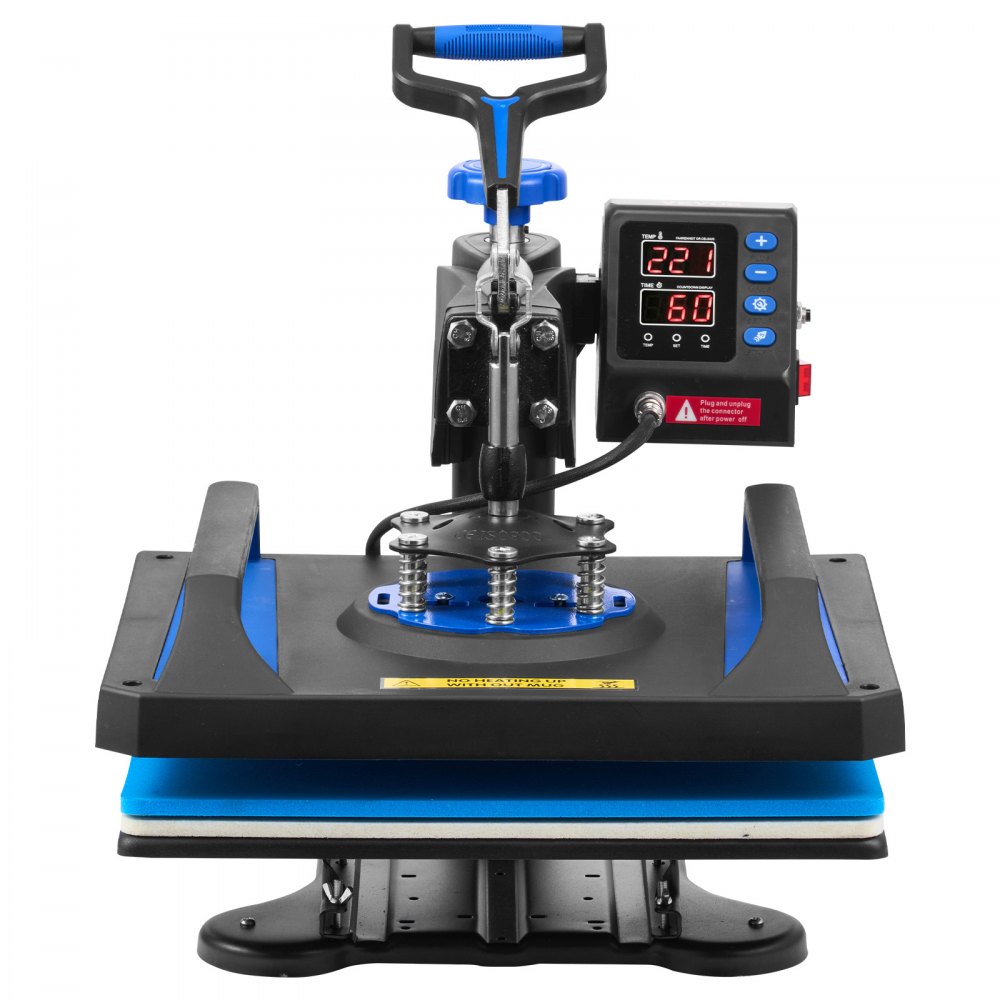 VEVOR Máquina de prensado en caliente, 12 x 15 pulgadas, calentamiento rápido, 360 Swing Away Digital Sublimation Camiseta Impresora de transferencia de vinilo con superficie anti-escaldaduras, bolsa de lona, ​​almohada, pancarta, lista ETL, azul