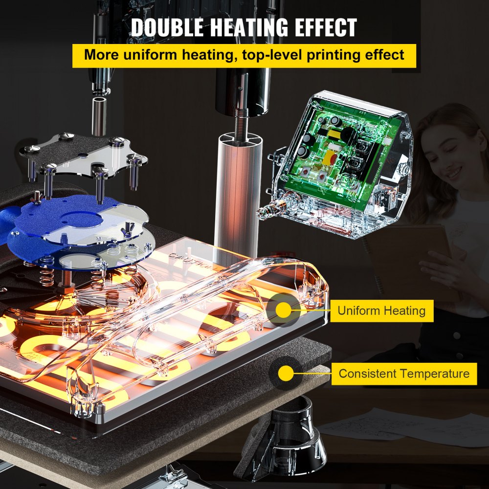 VEVOR Máquina de prensado en caliente, 12 x 15 pulgadas, calentamiento rápido, 360 Swing Away Digital Sublimation Camiseta Impresora de transferencia de vinilo con superficie anti-escaldaduras, bolsa de lona, ​​almohada, pancarta, lista ETL, azul