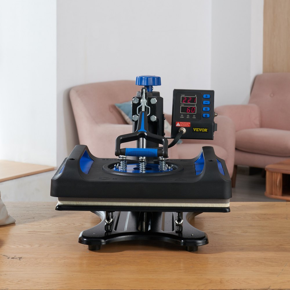 VEVOR Máquina de prensado en caliente, 12 x 15 pulgadas, calentamiento rápido, 360 Swing Away Digital Sublimation Camiseta Impresora de transferencia de vinilo con superficie anti-escaldaduras, bolsa de lona, ​​almohada, pancarta, lista ETL, azul