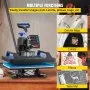 VEVOR Máquina de prensado en caliente, 12 x 15 pulgadas, calentamiento rápido, 360 Swing Away Digital Sublimation Camiseta Impresora de transferencia de vinilo con superficie anti-escaldaduras, bolsa de lona, ​​almohada, pancarta, lista ETL, azul