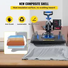 VEVOR Prensa de Calor Negro y Azul Prensa Térmica Máquina de Sublimación Máquina de Prensado en Caliente 12 x 15
