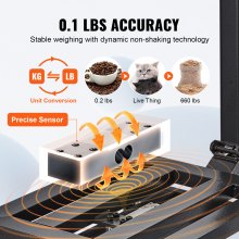 Báscula de plataforma digital de computación VEVOR, carga de 660 lbs, báscula de piso de computación de precisión de 0.1 lbs con LB/KG, tara, calculadora de precios, pantalla de alta definición de acero inoxidable para cajas, equipajes, listado FCC