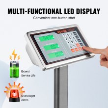 Báscula de plataforma digital de computación VEVOR, carga de 660 lbs, báscula de piso de computación de precisión de 0.1 lbs con LB/KG, tara, calculadora de precios, pantalla de alta definición de acero inoxidable para cajas, equipajes, listado FCC