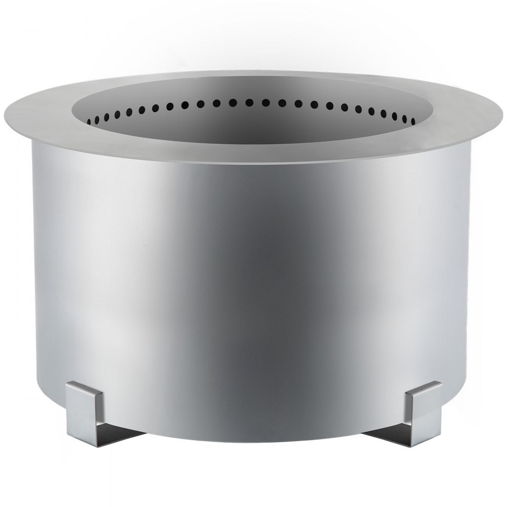 VEVOR Pozo de Fuego sin Humo Acero al Carbono Pintado de Plata Brasero Grande 15,8kg