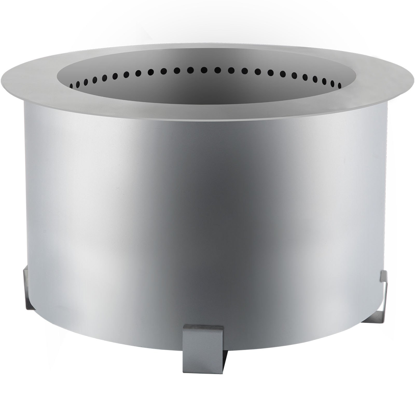 VEVOR Brasero sin humo, 21.5 pulgadas de diámetro, de acero inoxidable, para estufa de leña, para exteriores, portátil, sin humo, para picnic, camping, patio, color plateado