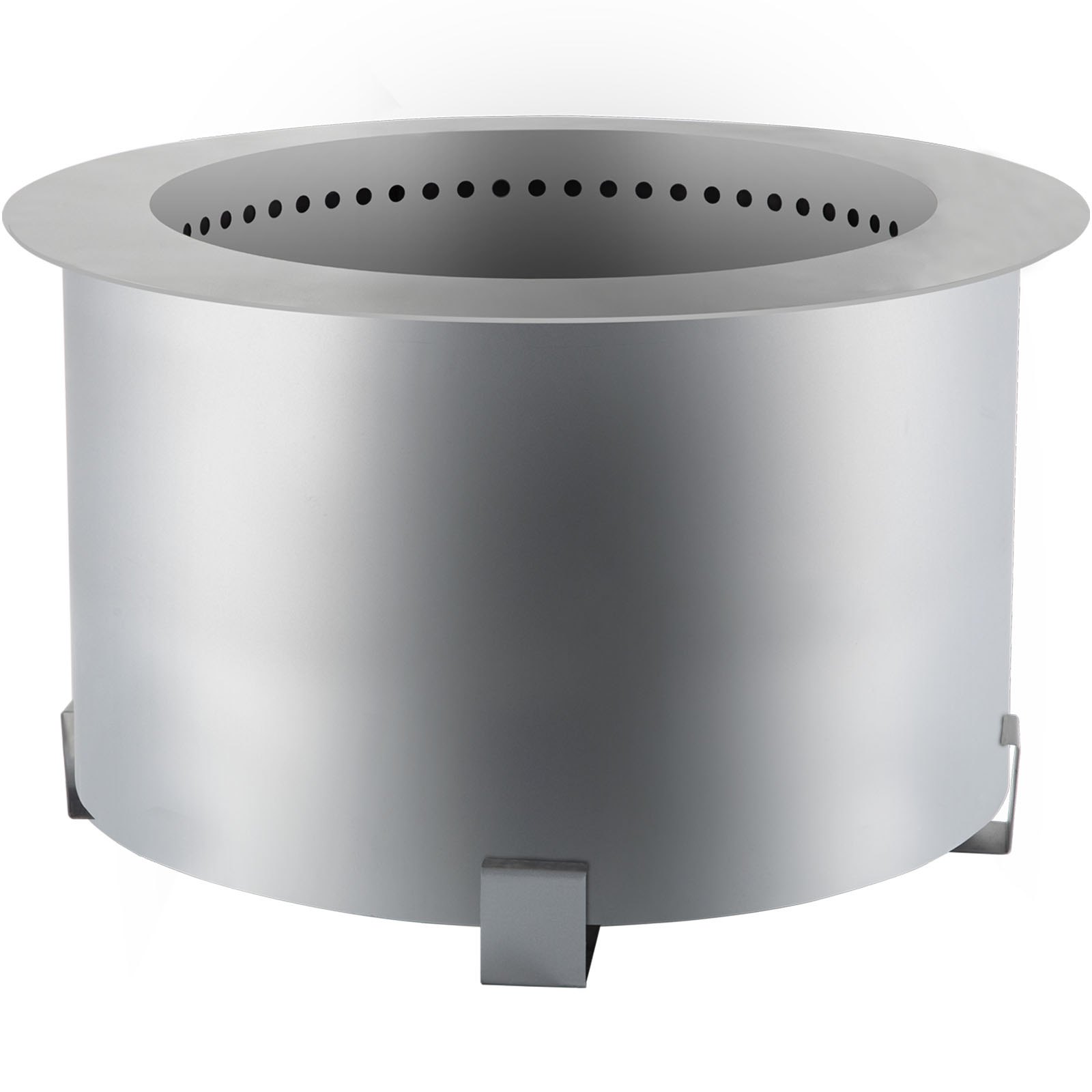 VEVOR Brasero sin humo, 21.5 pulgadas de diámetro, de acero inoxidable, para estufa de leña, para exteriores, portátil, sin humo, para picnic, camping, patio, color plateado