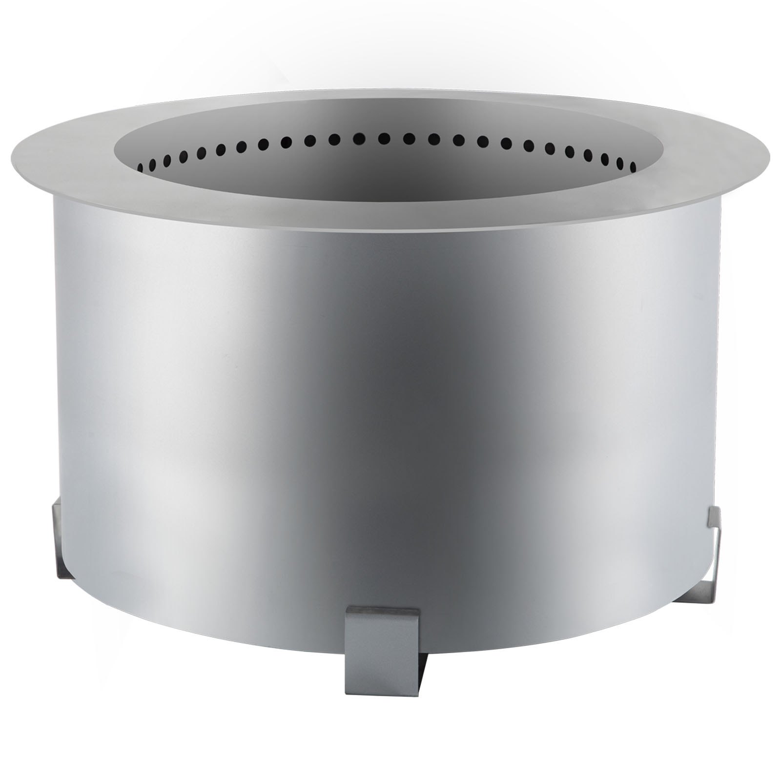 VEVOR Brasero sin humo, 21.5 pulgadas de diámetro, de acero inoxidable, para estufa de leña, para exteriores, portátil, sin humo, para picnic, camping, patio, color plateado