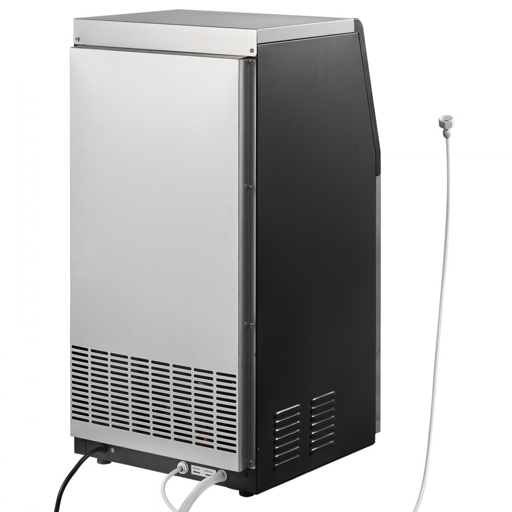 Máquina de hielo comercial VEVOR, 45 kg/24 h con capacidad de almacenamiento de 13,6 kg, empotrable/de pie/bajo mostrador, fabricada en acero inoxidable con pantalla LED y autolimpieza, ideal para el hogar, bares y restaurantes.