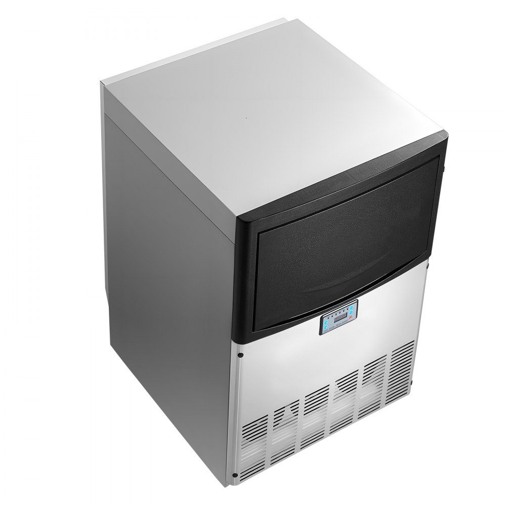 Máquina de hielo comercial VEVOR, 200 lb/24 h con capacidad de almacenamiento de 25-50 lb, empotrable/independiente/bajo mostrador, máquina de hielo de acero inoxidable con pantalla LED y autolimpieza, para bar doméstico y restaurante