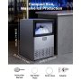 Máquina de hielo comercial VEVOR, 200 lb/24 h con capacidad de almacenamiento de 25-50 lb, empotrable/independiente/bajo mostrador, máquina de hielo de acero inoxidable con pantalla LED y autolimpieza, para bar doméstico y restaurante