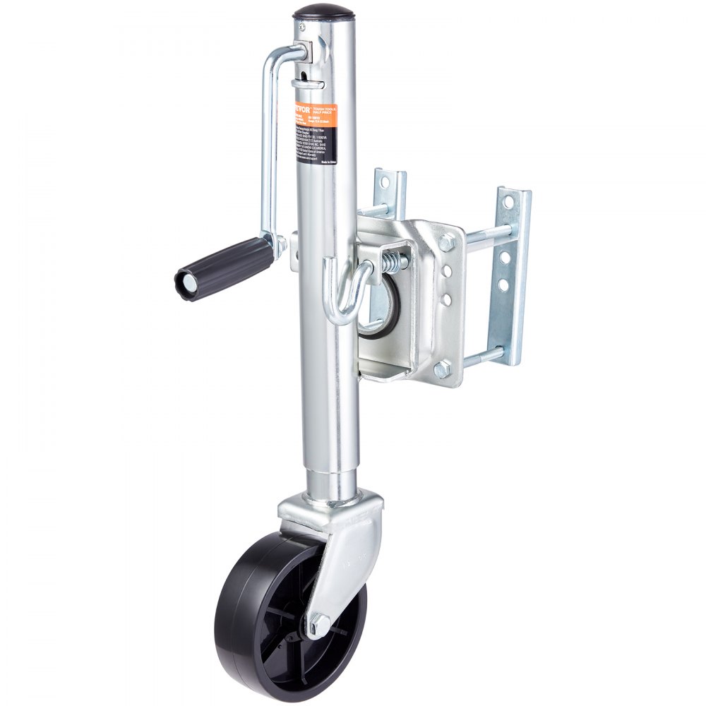 VEVOR Gato para remolque, gato para remolque de barco de 32,8 pulgadas, gato de lengüeta de remolque atornillado, capacidad de peso de 1000 lb, con rueda de PP y mango para levantar remolques de RV, r