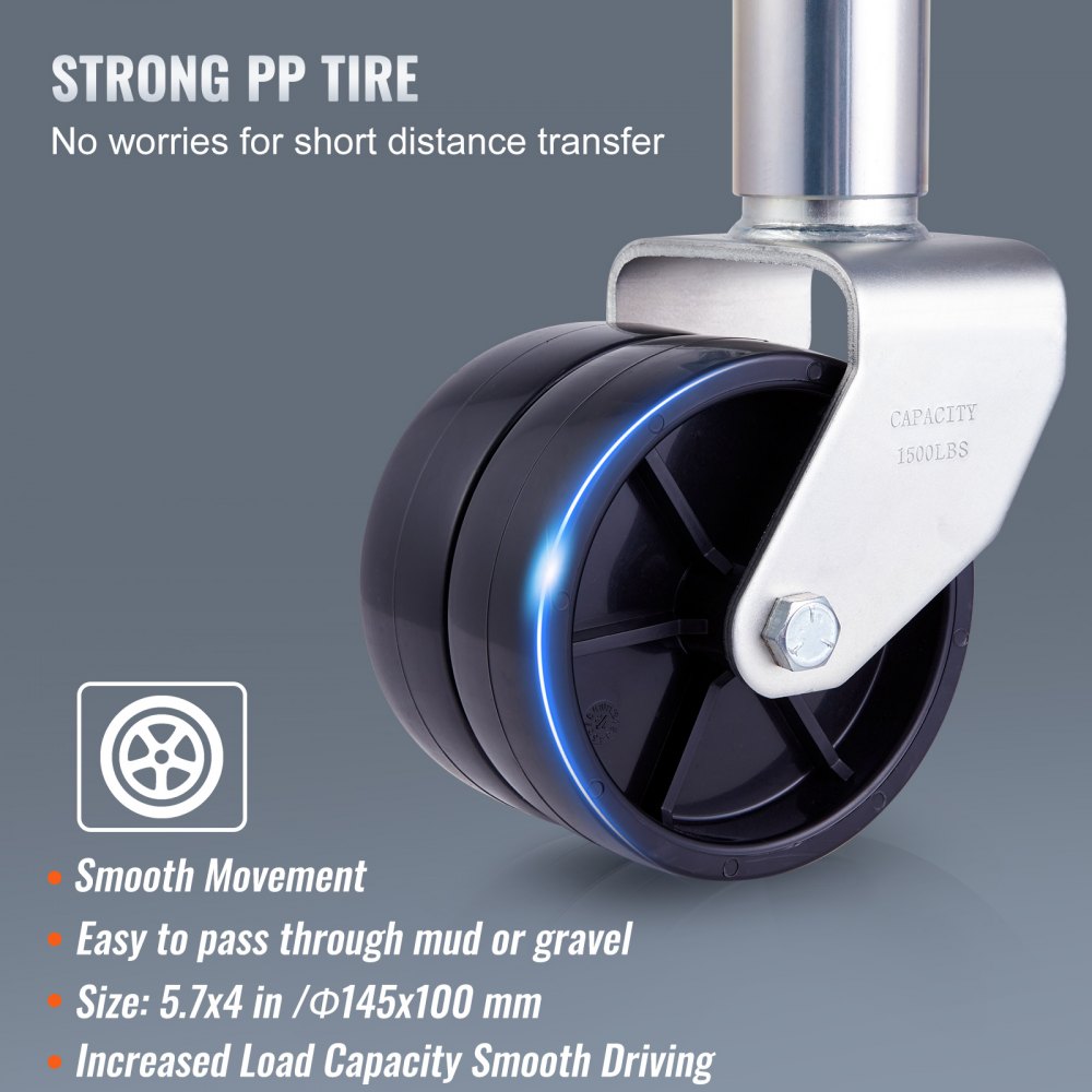 Gato de remolque VEVOR, gato de remolque de barco de 35,3 pulgadas, gato de lengüeta de remolque atornillado, capacidad de peso de 2000 libras, con rueda de PP y asa para levantar remolque de caravana, remolque de caballos, remolque utilitario, remolque de yate