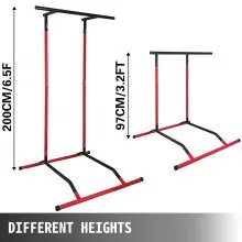 Barra Calistenia de100 kg Estación de Musculación Negro y Rojo Ancho 113 cm