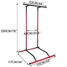 Barra Calistenia de100 kg Estación de Musculación Negro y Rojo Ancho 113 cm