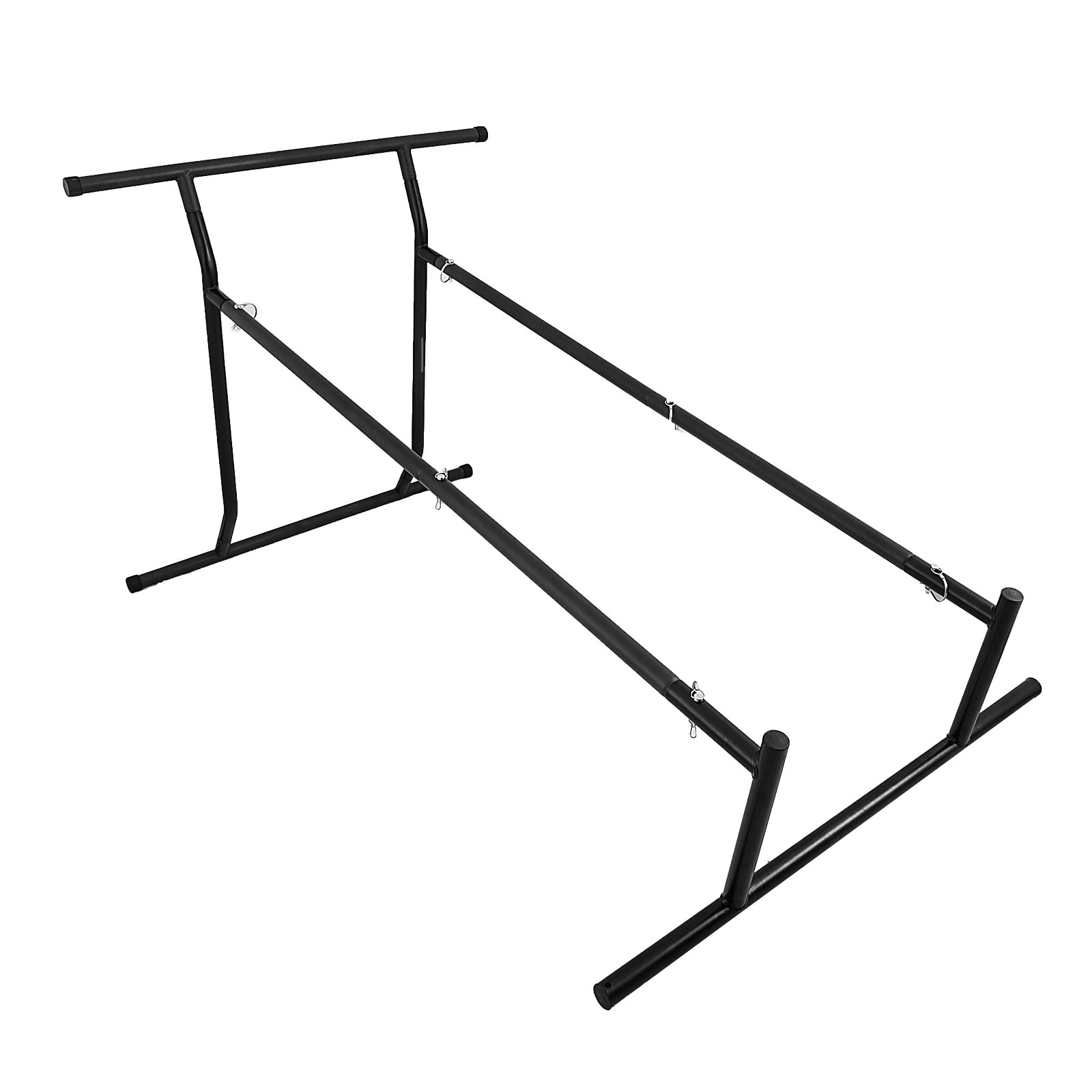 Estación de dominadas VEVOR con marco negro, resistente y ajustable para entrenamientos en casa.