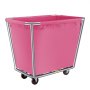 Cesta de ropa VEVOR con forro de tela rosa y estructura de metal sobre ruedas.