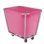 Cesta de lavandería VEVOR de color rosa brillante con estructura de metal y ruedas.