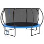 Trampolín VEVOR con redes de seguridad, acolchado azul y escalera con estructura de acero.