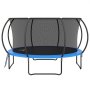 Trampolín VEVOR negro y azul con red de seguridad y estructura de metal resistente.