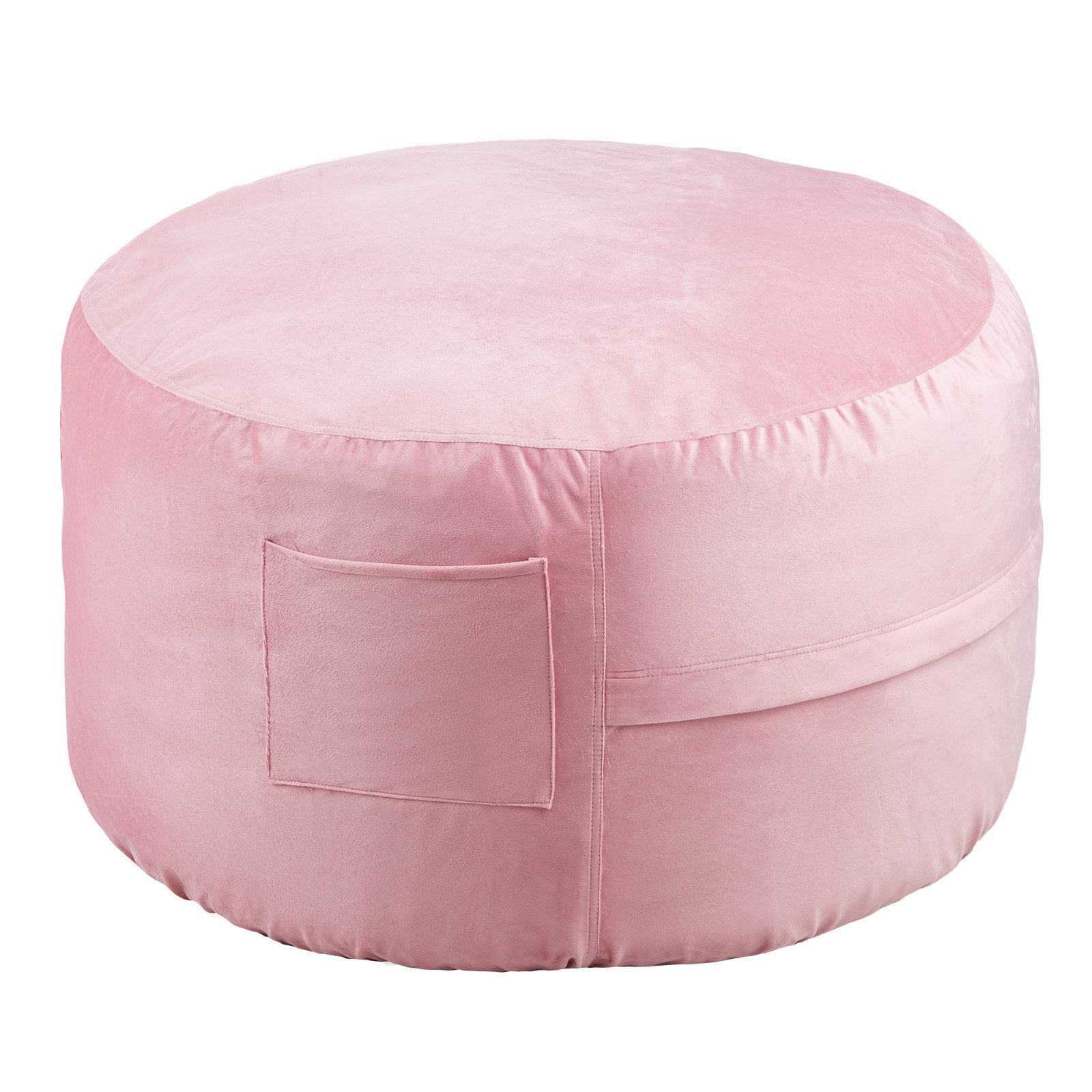 Sillón puff redondo de 3 pies con funda extraíble y terciopelo holandés rosa