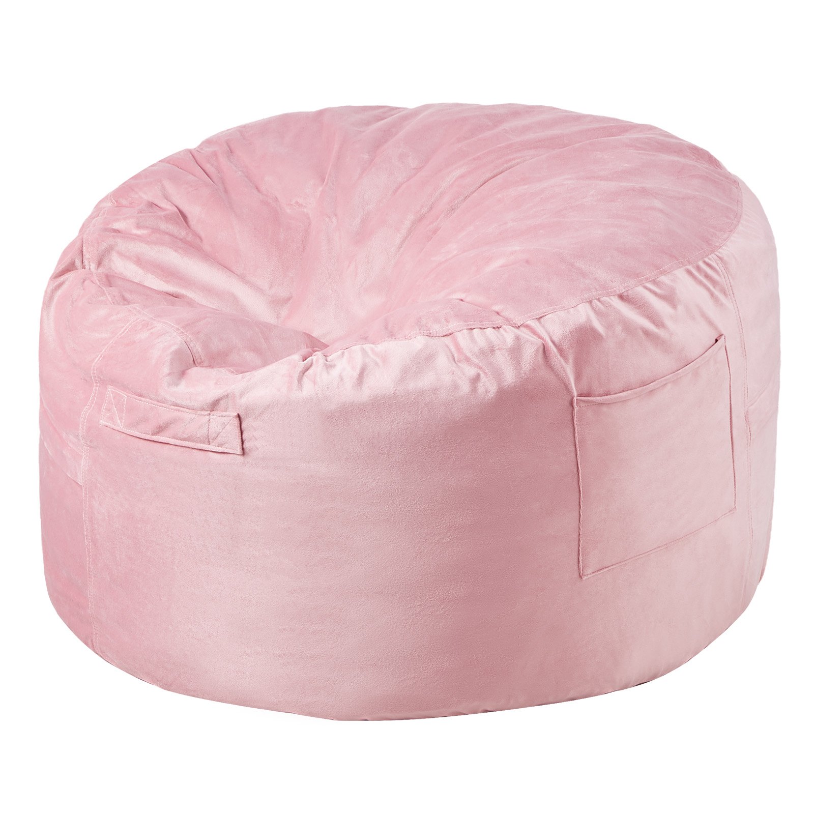 Sillón puff redondo de 3 pies con funda extraíble y terciopelo holandés rosa