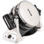 Máquina para hacer waffles VEVOR con cuerpo de acero inoxidable, mecanismo de giro y perilla de control para ajustes de temperatura.
