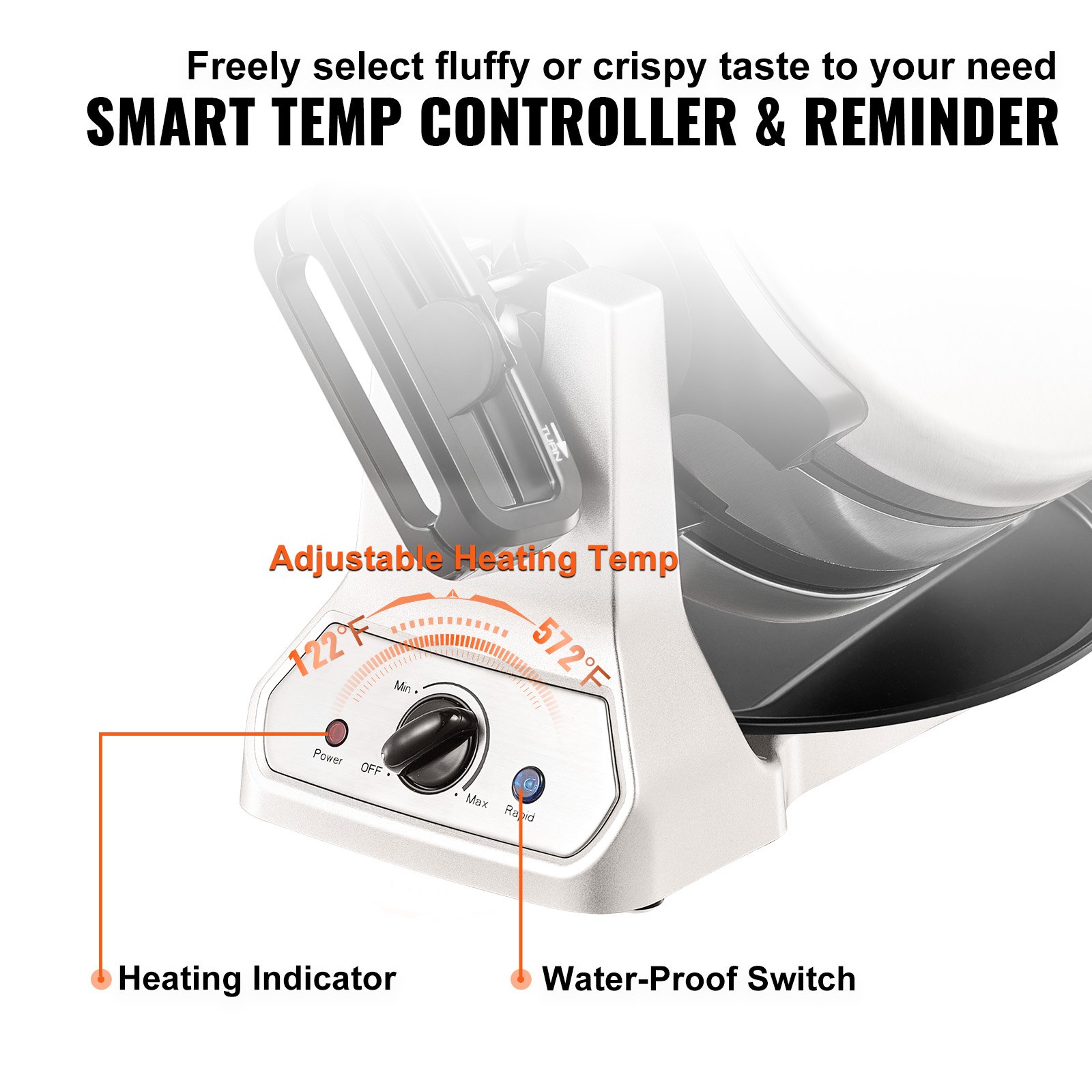 controlador de temperatura VEVOR con ajuste, indicador de calentamiento y interruptor a prueba de agua.