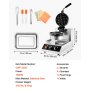 VEVOR Máquina para hacer gofres comercial, 1 pieza por lote, plancha para gofres redonda de 1300 W, máquina para hacer gofres antiadherente con rango de temperatura de 122-572 ℉ / 50-300 ℃ Bandejas para hornear recubiertas de teflón Cuerpo de acero inoxidable, 120 V