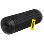 Rollo de valla de alambre soldado VEVOR negro con etiqueta VEVOR amarilla.