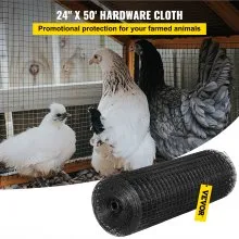 VEVOR Hardware Cloth, tamaño de malla de 24\" x50\' y 1\"x1\", alambre soldado de calibre 16 con revestimiento de vinilo de acero galvanizado con un alicate de corte y un par de guantes de tela, para