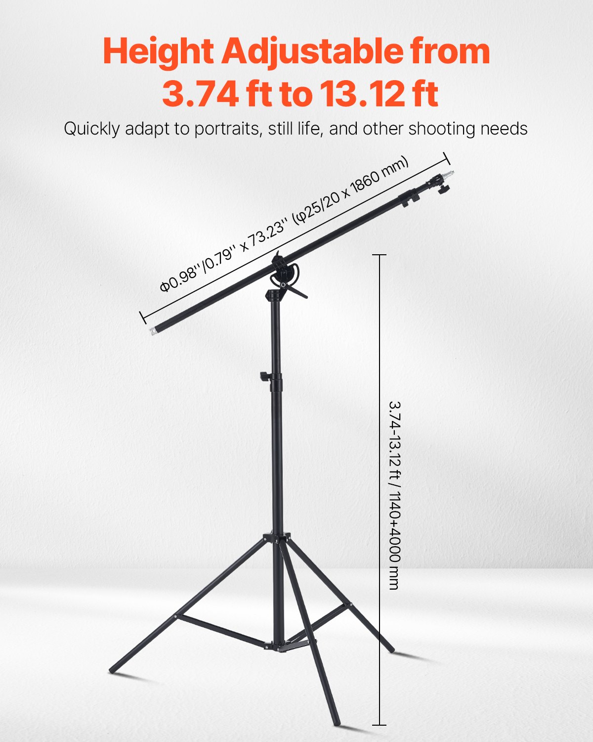 Soporte de luz para fotografía de aluminio con amortiguación de aire y brazo articulado ajustable