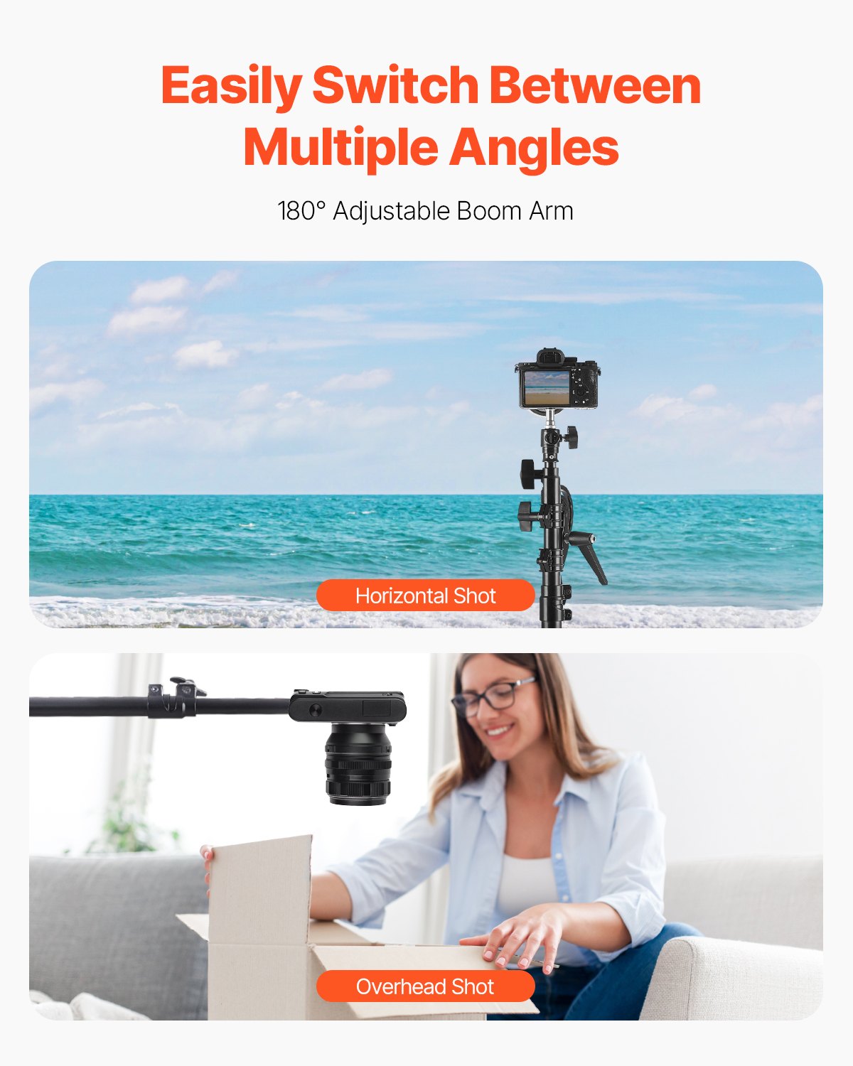 Soporte de luz para fotografía de aluminio con amortiguación de aire y brazo articulado ajustable
