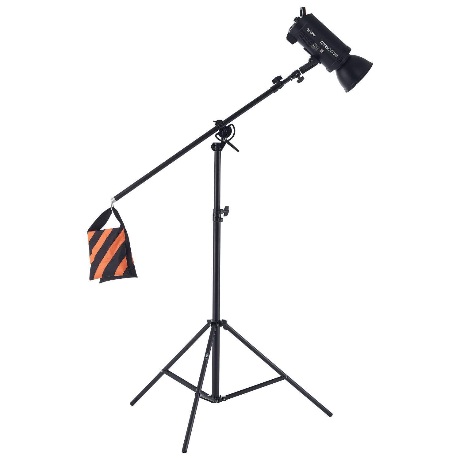 VEVOR Soporte de iluminación de aluminio con amortiguación de aire, altura máxima de 390 cm, soporte de fotografía ajustable con brazo articulado, bolsa de arena, carga máxima de 5 kg, tornillo de 1/4 pulg. para softbox, flash de estudio, paraguas y anillo de luz.