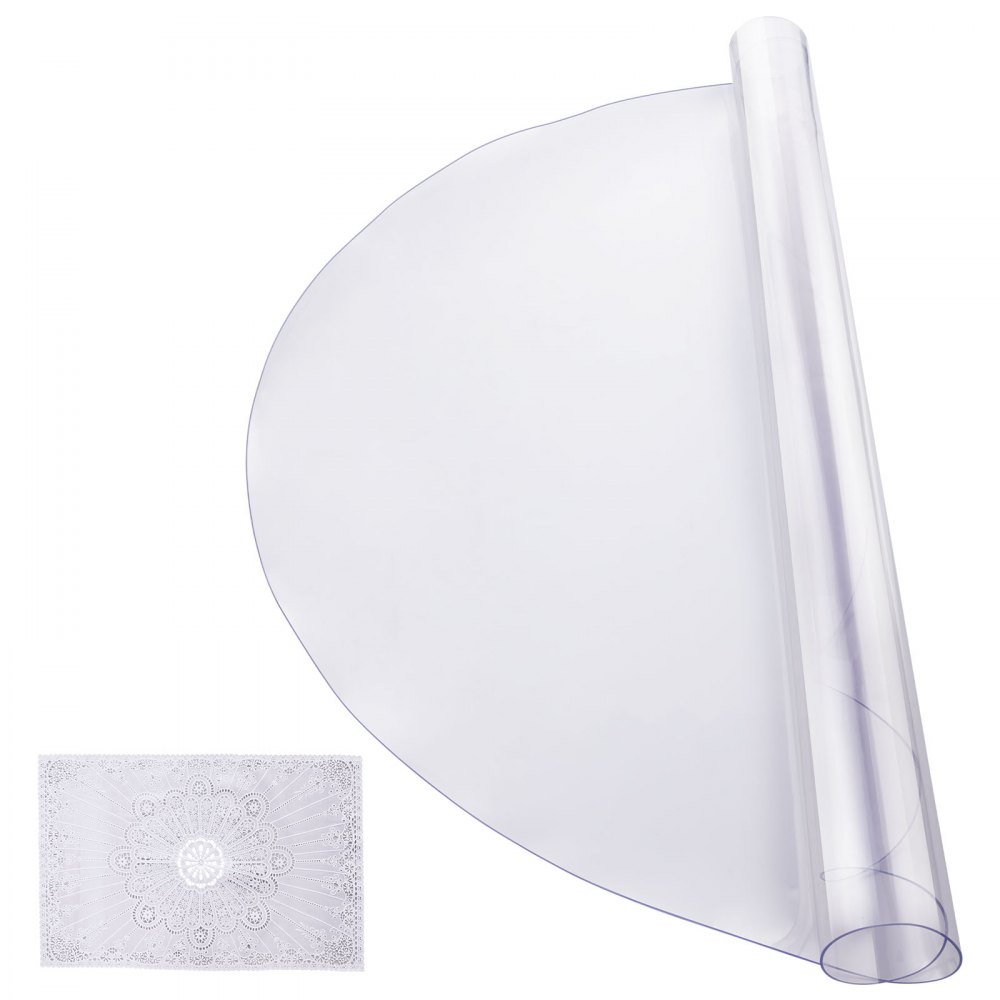 Protector de mesa de PVC VEVOR de 48 pulgadas, redondo, transparente, de plástico, 2,0 mm de grosor