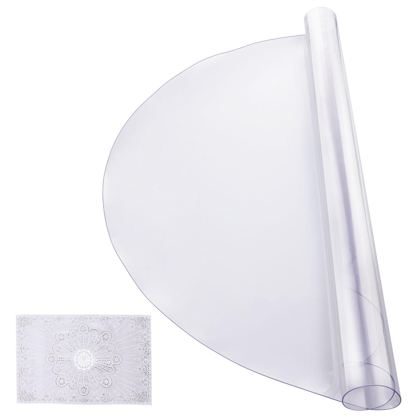 Protector de mesa de PVC VEVOR de 48 pulgadas, redondo, transparente, de plástico, 2,0 mm de grosor
