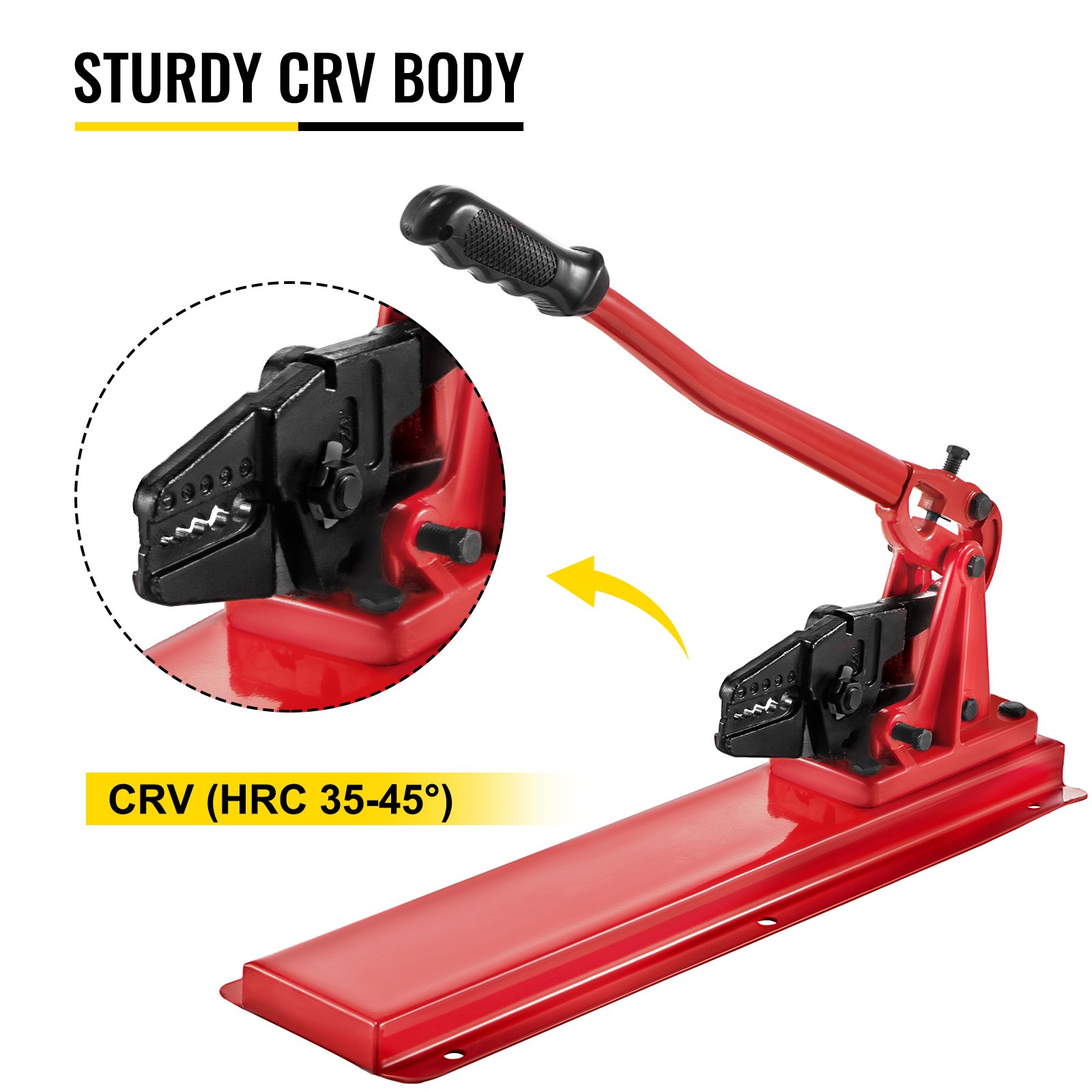 Taladro de banco VEVOR con cuerpo robusto de CRV y mango ergonómico, CRV HRC 35-45°.