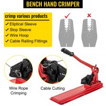 VEVOR Bench Swager Tool 24" Wire Rope Swaging Tool w/Crimper Cable Bolt Cutter Head Bench Crimper 1/16"-3/16" Mangas de aluminio/cobre Bench Cable Alloy Steel Crimper Swager for1/2" Wire Rope Ferrules