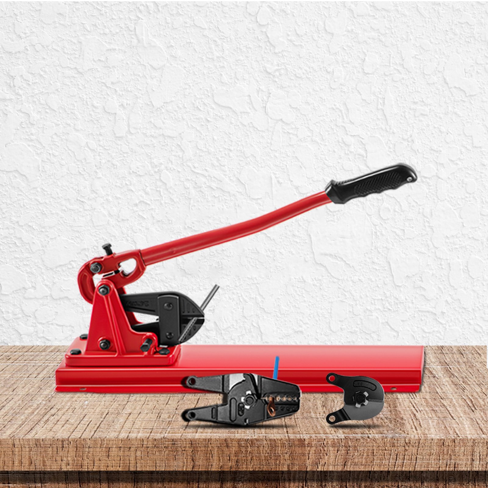 VEVOR Herramienta de estampación de banco Herramienta de estampación de cable de 24 \"con engarzadora Cable Cortador de pernos Cabezal Engarzadora de banco 1/16\"-3/16\" Mangas de aluminio/cobre Cable de banco Engarzadora de acero de aleación para cuerda de alambre de 1/2\" Fe