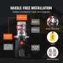 Diagrama etiquetado de la bomba hidráulica VEVOR para una fácil instalación con componentes clave resaltados.