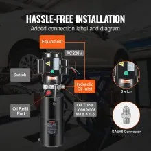 Bomba hidráulica VEVOR, unidad de potencia hidráulica de 10 cuartos, bomba de remolque de descarga de acción simple, caudal de 1,7 GPM, presión de alivio máxima de 3200 PSI, bomba hidráulica de 220 V CA para elevación de automóviles de remolque de descarga