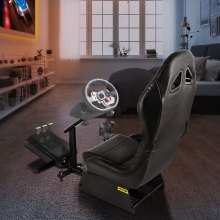 Asiento de simulador de conducción VEVOR Asiento reclinable para juegos de conducción ajustable con montaje de palanca de cambios apto para Logitech G25/G27/G29/G920 Soporte de volante de carreras Asiento de simulador de carreras de cabina