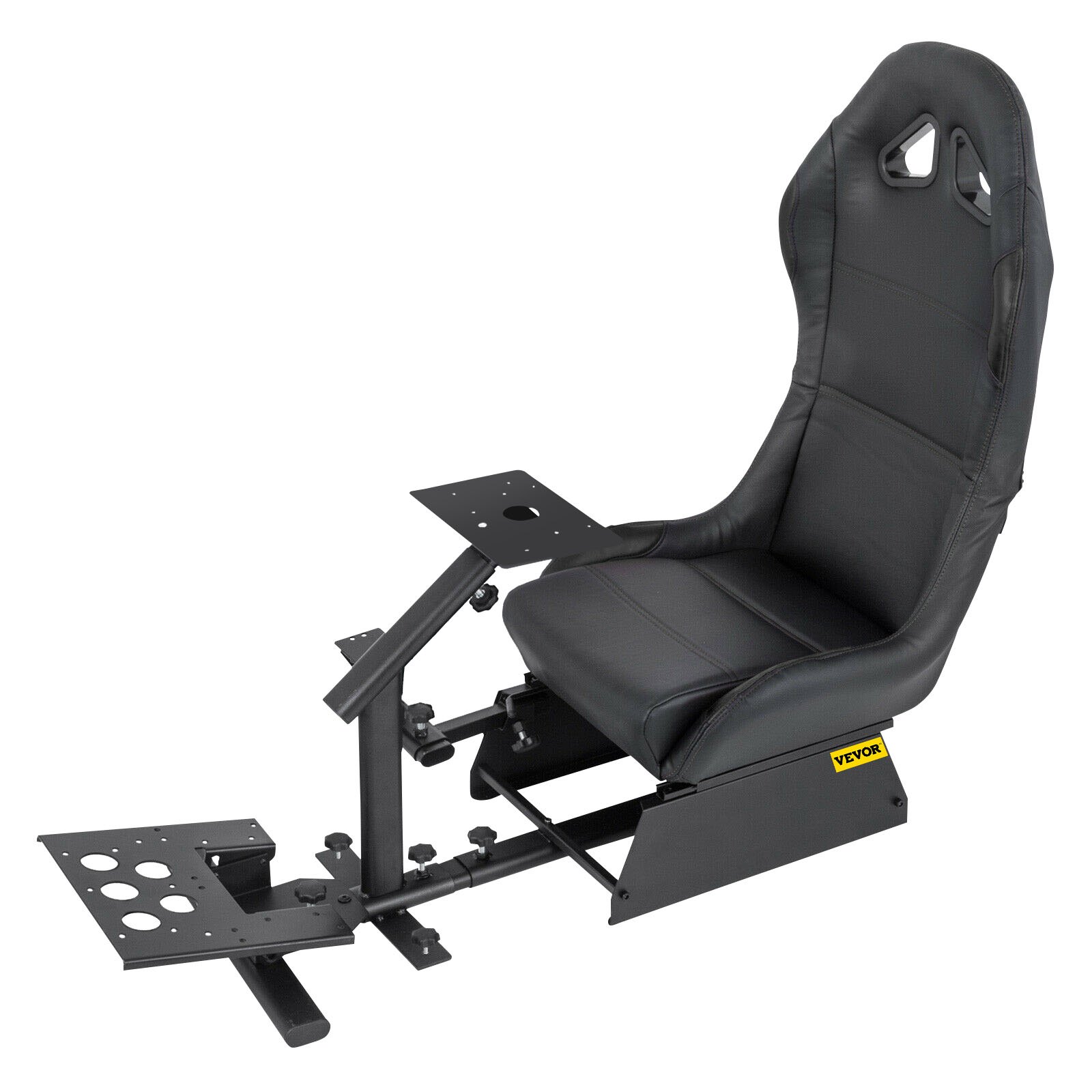Asiento de simulador de conducción VEVOR Asiento reclinable para juegos de conducción ajustable con montaje de palanca de cambios apto para Logitech G25/G27/G29/G920 Soporte de volante de carreras Asiento de simulador de carreras de cabina