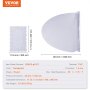 Protector de mesa VEVOR, pvc, transparente, redondo de 48 pulgadas con dimensiones y especificaciones detalladas.