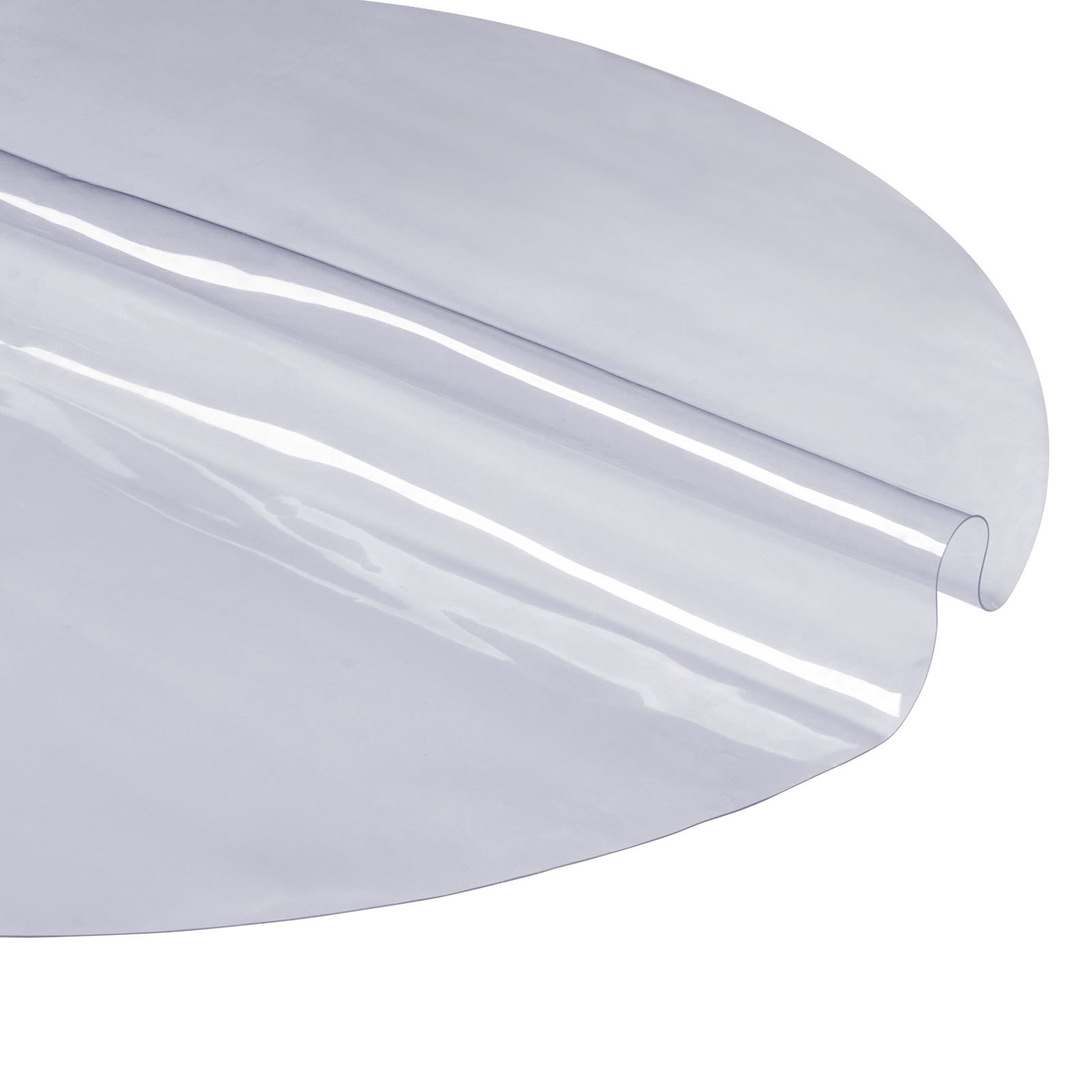 Protector de mesa VEVOR, lámina de plástico transparente redonda con acabado brillante y superficie lisa.