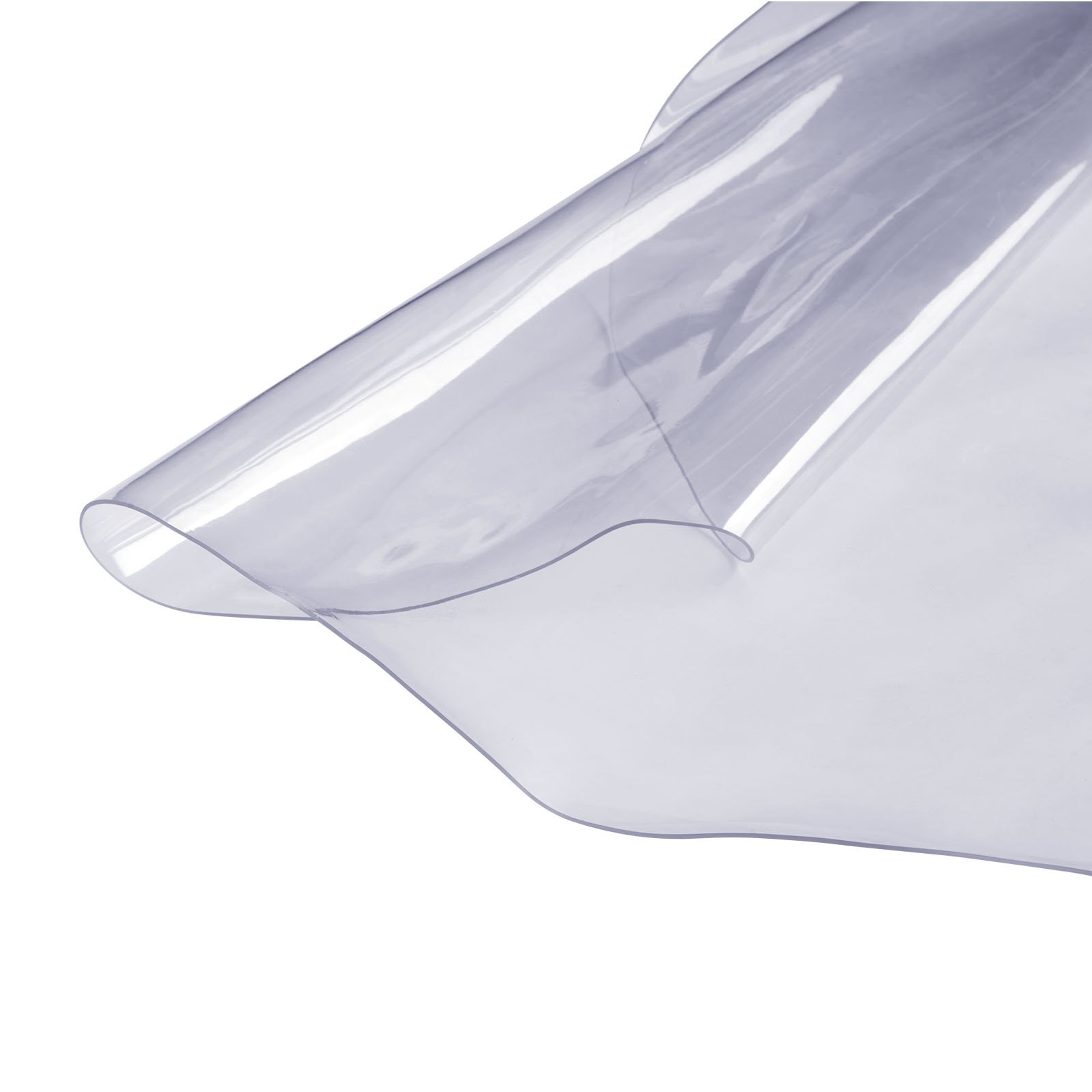Protector de mesa transparente VEVOR que se muestra en material plástico flexible y transparente.