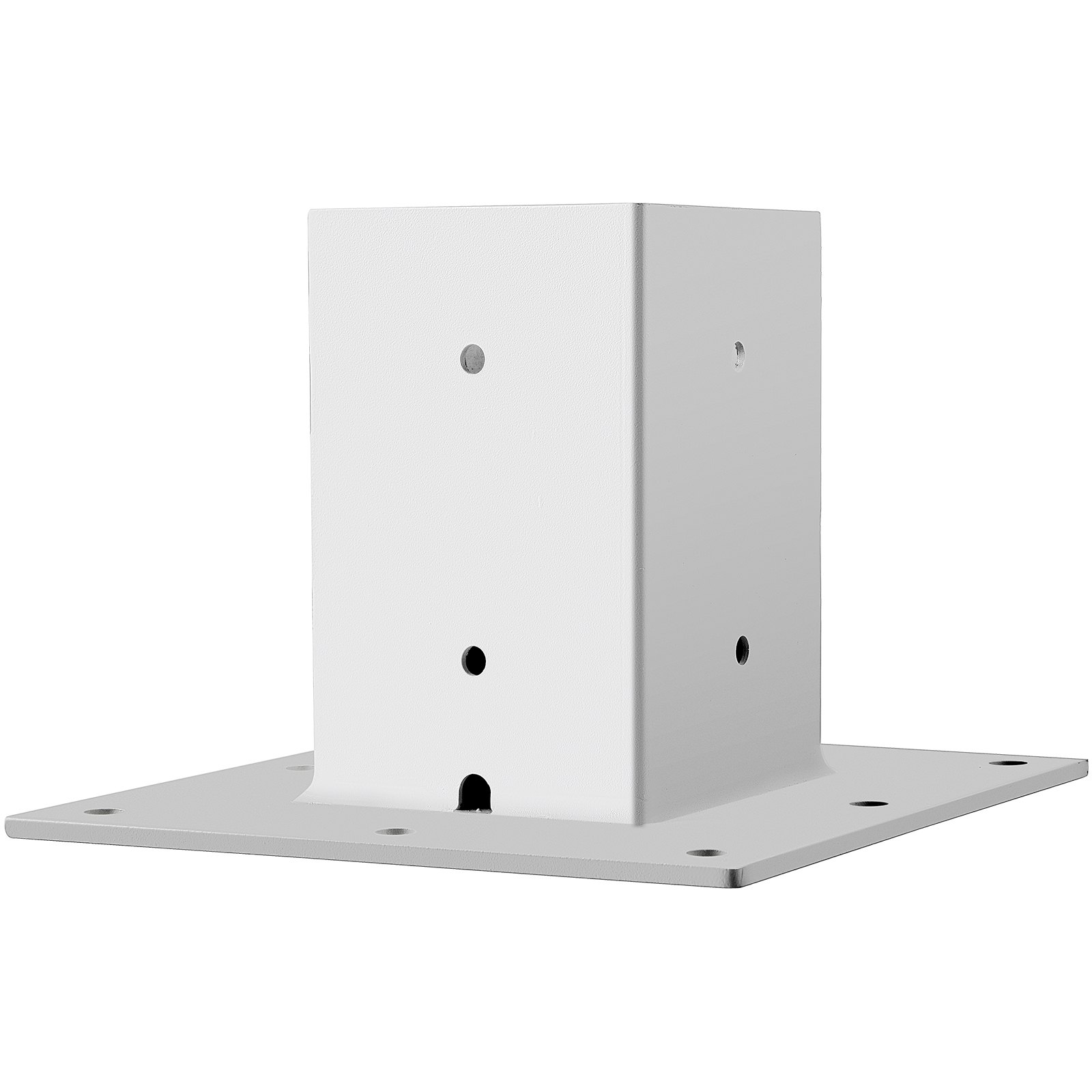 Base de poste VEVOR en color blanco con múltiples orificios de montaje.