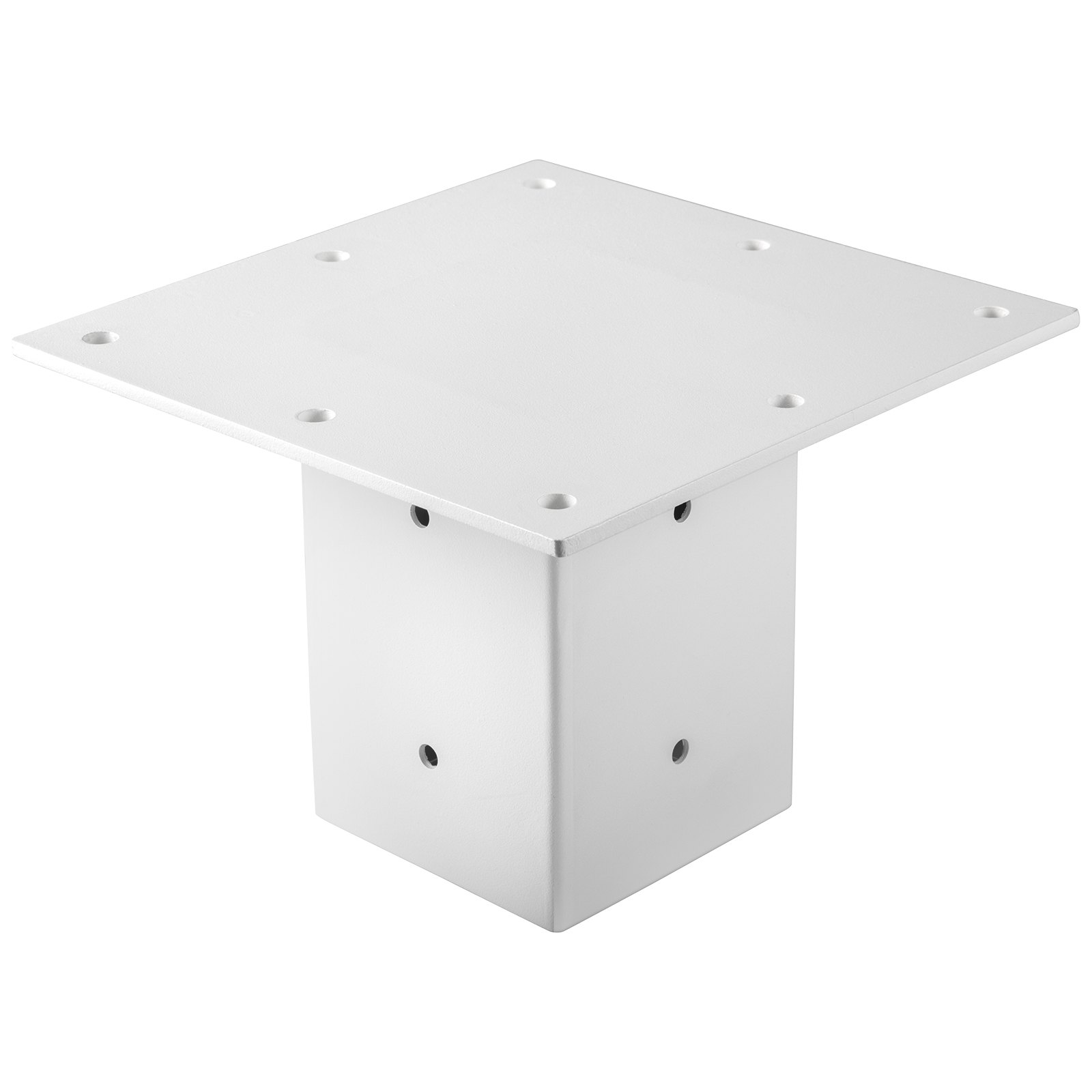Soporte de base de poste VEVOR blanco con orificios para pernos para un montaje seguro.